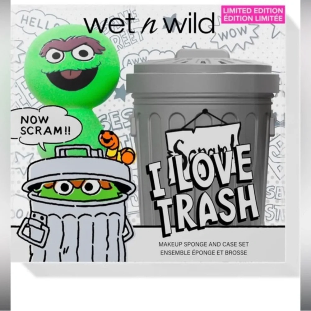 Wet n wild x Sesame Street, I Love Trash Makeup‎ Sponge And Case Set new